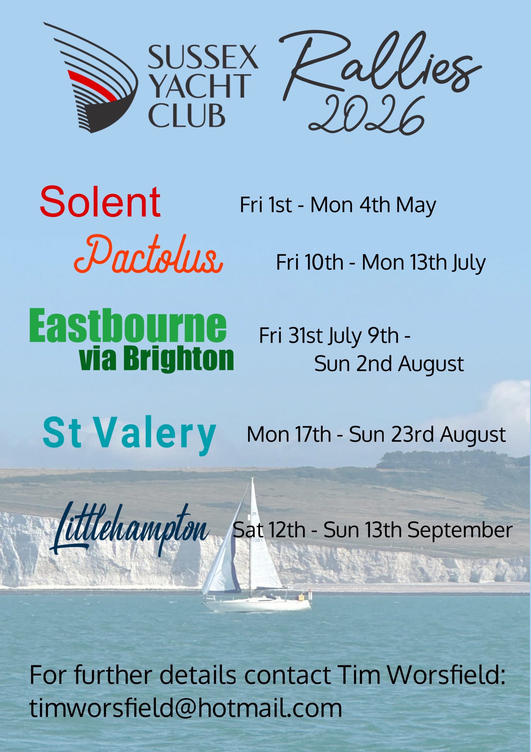 Sussex Yacht Club 2026 Rallies